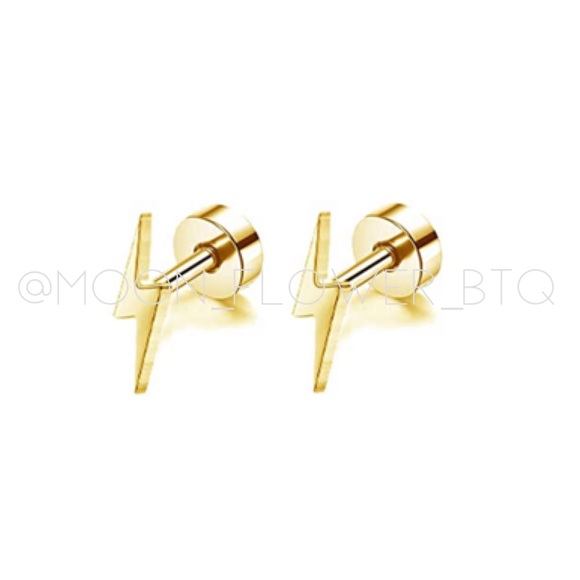 MoonFlowerBtq Jewelry - Ⓜ️SOLDⓂ️Tiny Gold Lightning Bolt Earrings